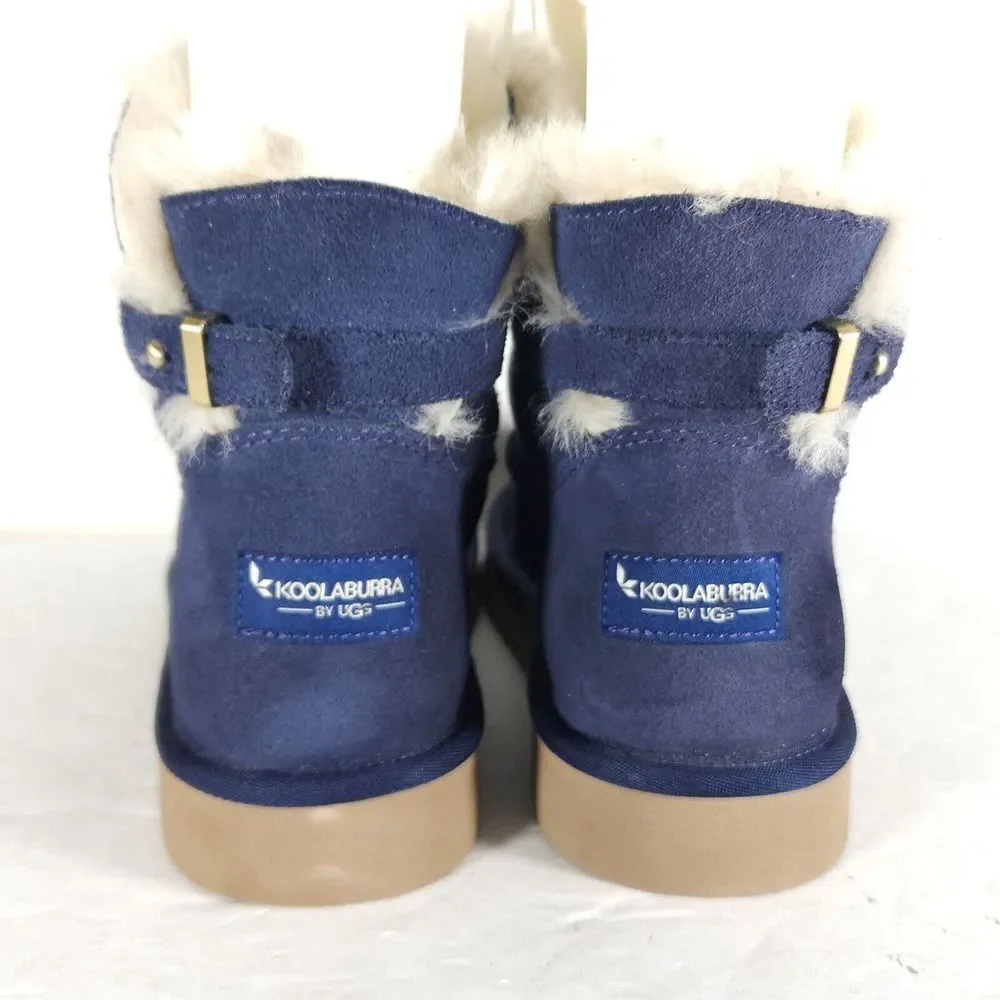 Koolaburra By Ugg Women's Remley US 10 Mini Suede Navy Blue Fur Lined Boots_11